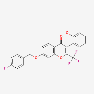 molecular formula C24H16F4O4 B3752156 7-[(4-fluorobenzyl)oxy]-3-(2-methoxyphenyl)-2-(trifluoromethyl)-4H-chromen-4-one 