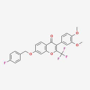 molecular formula C25H18F4O5 B3752171 3-(3,4-dimethoxyphenyl)-7-[(4-fluorobenzyl)oxy]-2-(trifluoromethyl)-4H-chromen-4-one 