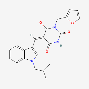 molecular formula C22H21N3O4 B3752203 1-(2-furylmethyl)-5-[(1-isobutyl-1H-indol-3-yl)methylene]-2,4,6(1H,3H,5H)-pyrimidinetrione 