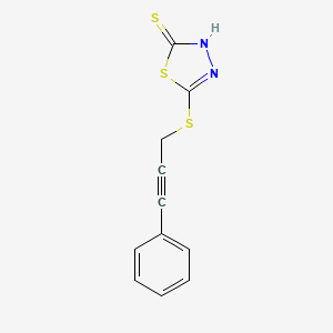 molecular formula C11H8N2S3 B3752308 5-[(3-phenyl-2-propyn-1-yl)thio]-1,3,4-thiadiazole-2(3H)-thione 