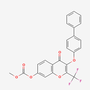 3-(4-biphenylyloxy)-4-oxo-2-(trifluoromethyl)-4H-chromen-7-yl methyl carbonate