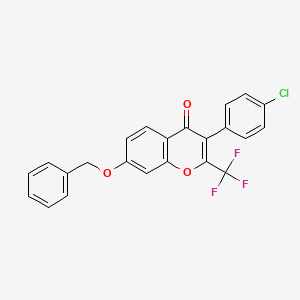 molecular formula C23H14ClF3O3 B3752588 7-(benzyloxy)-3-(4-chlorophenyl)-2-(trifluoromethyl)-4H-chromen-4-one 