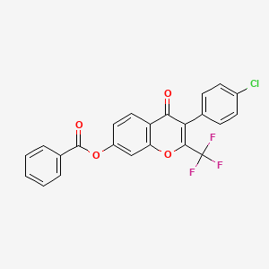 3-(4-chlorophenyl)-4-oxo-2-(trifluoromethyl)-4H-chromen-7-yl benzoate