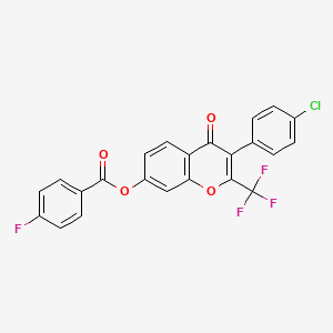 3-(4-chlorophenyl)-4-oxo-2-(trifluoromethyl)-4H-chromen-7-yl 4-fluorobenzoate