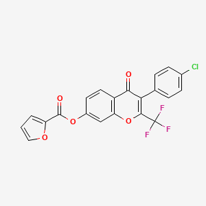 3-(4-chlorophenyl)-4-oxo-2-(trifluoromethyl)-4H-chromen-7-yl furan-2-carboxylate