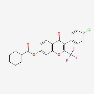 3-(4-chlorophenyl)-4-oxo-2-(trifluoromethyl)-4H-chromen-7-yl cyclohexanecarboxylate