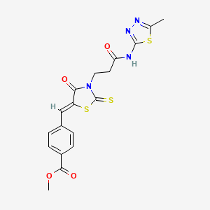 methyl 4-[(3-{3-[(5-methyl-1,3,4-thiadiazol-2-yl)amino]-3-oxopropyl}-4-oxo-2-thioxo-1,3-thiazolidin-5-ylidene)methyl]benzoate