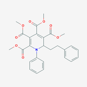 molecular formula C27H27NO8 B375319 Tetramethyl 1-phenyl-6-(2-phenylethyl)-1,6-dihydro-2,3,4,5-pyridinetetracarboxylate 