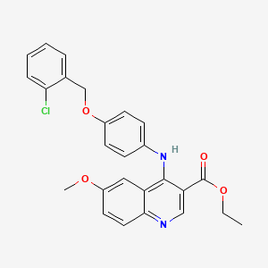 ethyl 4-({4-[(2-chlorobenzyl)oxy]phenyl}amino)-6-methoxy-3-quinolinecarboxylate