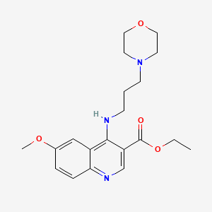 molecular formula C20H27N3O4 B3753331 ETHYL 6-METHOXY-4-{[3-(MORPHOLIN-4-YL)PROPYL]AMINO}QUINOLINE-3-CARBOXYLATE 