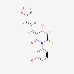 (5E)-5-[(E)-3-(furan-2-yl)prop-2-enylidene]-1-(3-methoxyphenyl)-2-sulfanylidene-1,3-diazinane-4,6-dione