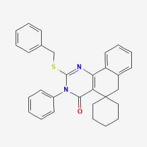 Spiro(benzo(h)quinazoline-5(3H),1'-cyclohexan)-4(6H)-one, 3-phenyl-2-((phenylmethyl)thio)-