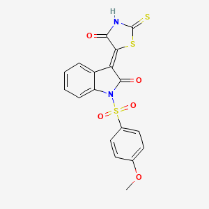 1-[(4-methoxyphenyl)sulfonyl]-3-(4-oxo-2-thioxo-1,3-thiazolidin-5-ylidene)-1,3-dihydro-2H-indol-2-one