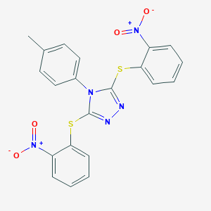 molecular formula C21H15N5O4S2 B375383 3,5-bis({2-nitrophenyl}sulfanyl)-4-(4-methylphenyl)-4H-1,2,4-triazole 