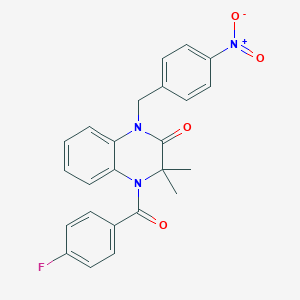 4-(4-fluorobenzoyl)-1-{4-nitrobenzyl}-3,3-dimethyl-3,4-dihydro-2(1H)-quinoxalinone