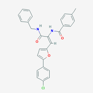 molecular formula C28H23ClN2O3 B375388 N-{1-[(benzylamino)carbonyl]-2-[5-(4-chlorophenyl)-2-furyl]vinyl}-4-methylbenzamide CAS No. 313232-66-5