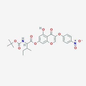 molecular formula C26H28N2O10 B375401 5-hydroxy-3-(4-nitrophenoxy)-4-oxo-4H-chromen-7-yl 2-((tert-butoxycarbonyl)amino)-3-methylpentanoate 
