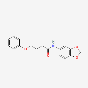 molecular formula C18H19NO4 B3754094 N-(1,3-benzodioxol-5-yl)-4-(3-methylphenoxy)butanamide 