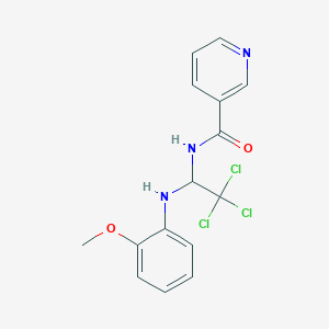 molecular formula C15H14Cl3N3O2 B375415 N-[2,2,2-Trichloro-1-(2-methoxy-phenylamino)-ethyl]-nicotinamide 