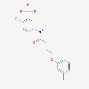 molecular formula C18H17ClF3NO2 B3754233 N-[4-chloro-3-(trifluoromethyl)phenyl]-4-(3-methylphenoxy)butanamide 