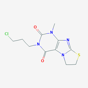 molecular formula C11H13ClN4O2S B375424 3-(3-chloropropyl)-1-methyl-6,7-dihydro[1,3]thiazolo[2,3-f]purine-2,4(1H,3H)-dione 