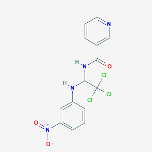 molecular formula C14H11Cl3N4O3 B375436 N-[2,2,2-Trichloro-1-(3-nitro-phenylamino)-ethyl]-nicotinamide 