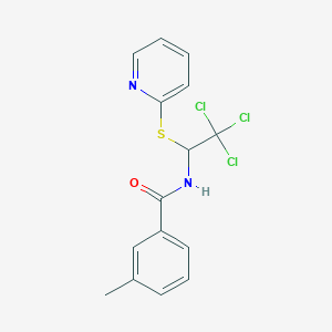 molecular formula C15H13Cl3N2OS B375437 3-methyl-N-[2,2,2-trichloro-1-(2-pyridinylsulfanyl)ethyl]benzamide 
