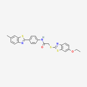 2-[(6-ethoxy-1,3-benzothiazol-2-yl)sulfanyl]-N-[4-(6-methyl-1,3-benzothiazol-2-yl)phenyl]acetamide