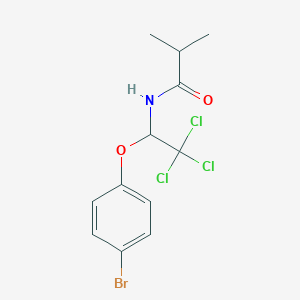 molecular formula C12H13BrCl3NO2 B375445 N-[1-(4-bromophenoxy)-2,2,2-trichloroethyl]-2-methylpropanamide 
