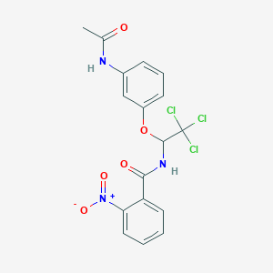 molecular formula C17H14Cl3N3O5 B375447 N-{1-[3-(acetylamino)phenoxy]-2,2,2-trichloroethyl}-2-nitrobenzamide 