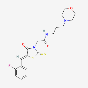 molecular formula C19H22FN3O3S2 B3754491 2-[5-(2-fluorobenzylidene)-4-oxo-2-thioxo-1,3-thiazolidin-3-yl]-N-[3-(4-morpholinyl)propyl]acetamide 