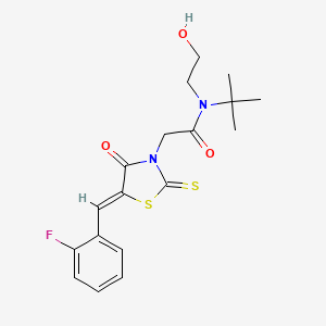 N-(tert-butyl)-2-[5-(2-fluorobenzylidene)-4-oxo-2-thioxo-1,3-thiazolidin-3-yl]-N-(2-hydroxyethyl)acetamide