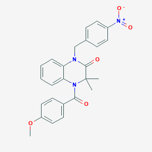 4-(4-methoxybenzoyl)-3,3-dimethyl-1-(4-nitrobenzyl)-3,4-dihydroquinoxalin-2(1H)-one