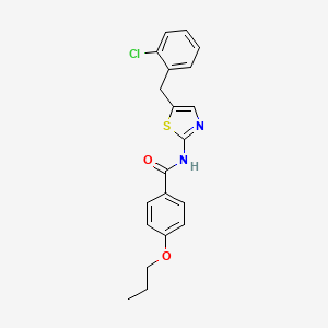 molecular formula C20H19ClN2O2S B3754517 N-[5-(2-chlorobenzyl)-1,3-thiazol-2-yl]-4-propoxybenzamide 