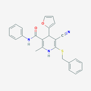 molecular formula C25H21N3O2S B375453 6-(benzylsulfanyl)-5-cyano-4-(2-furyl)-2-methyl-N-phenyl-1,4-dihydropyridine-3-carboxamide CAS No. 223110-47-2