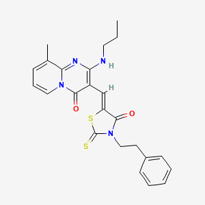 9-methyl-3-{(Z)-[4-oxo-3-(2-phenylethyl)-2-thioxo-1,3-thiazolidin-5-ylidene]methyl}-2-(propylamino)-4H-pyrido[1,2-a]pyrimidin-4-one