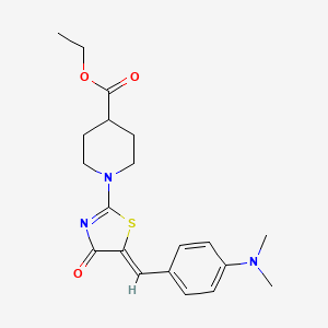 ETHYL 1-[(5Z)-5-{[4-(DIMETHYLAMINO)PHENYL]METHYLIDENE}-4-OXO-4,5-DIHYDRO-1,3-THIAZOL-2-YL]PIPERIDINE-4-CARBOXYLATE