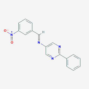 molecular formula C17H12N4O2 B375455 5-({3-Nitrobenzylidene}amino)-2-phenylpyrimidine 