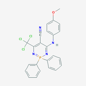 molecular formula C24H18Cl3N4OP B375458 4-(4-Methoxyanilino)-2,2-diphenyl-6-(trichloromethyl)-1,3,2lambda~5~-diazaphosphinine-5-carbonitrile 