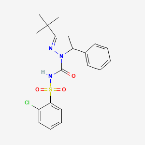 molecular formula C20H22ClN3O3S B3754583 5-tert-butyl-N-(2-chlorophenyl)sulfonyl-3-phenyl-3,4-dihydropyrazole-2-carboxamide 