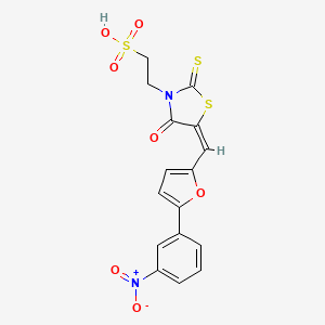 2-((5E)-5-{[5-(3-NITROPHENYL)-2-FURYL]METHYLENE}-4-OXO-2-THIOXO-1,3-THIAZOLIDIN-3-YL)ETHANESULFONIC ACID