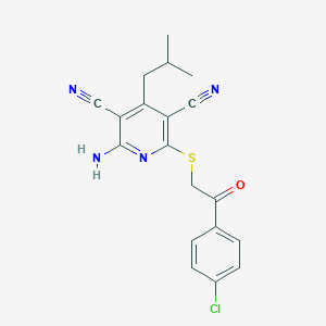 molecular formula C19H17ClN4OS B375460 2-Amino-6-{[2-(4-chlorophenyl)-2-oxoethyl]sulfanyl}-4-(2-methylpropyl)pyridine-3,5-dicarbonitrile CAS No. 212843-45-3