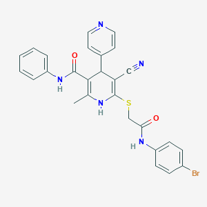 molecular formula C27H22BrN5O2S B375468 6-({2-[(4-bromophenyl)amino]-2-oxoethyl}sulfanyl)-5-cyano-2-methyl-N-phenyl-1,4-dihydro-4,4'-bipyridine-3-carboxamide 
