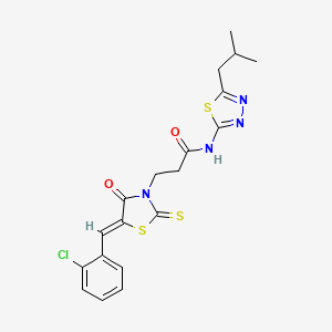 molecular formula C19H19ClN4O2S3 B3754786 3-[5-(2-chlorobenzylidene)-4-oxo-2-thioxo-1,3-thiazolidin-3-yl]-N-(5-isobutyl-1,3,4-thiadiazol-2-yl)propanamide 