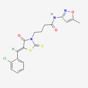 4-[5-(2-chlorobenzylidene)-4-oxo-2-thioxo-1,3-thiazolidin-3-yl]-N-(5-methyl-3-isoxazolyl)butanamide