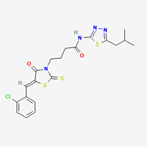 4-[5-(2-chlorobenzylidene)-4-oxo-2-thioxo-1,3-thiazolidin-3-yl]-N-(5-isobutyl-1,3,4-thiadiazol-2-yl)butanamide