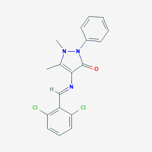 molecular formula C18H15Cl2N3O B375480 4-[(2,6-Dichlorobenzylidene)amino]-1,5-dimethyl-2-phenyl-1H-pyrazole-3(2H)-one 