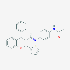 molecular formula C29H24N2O2S B375482 N-[4-({[4-(4-methylphenyl)-2-(2-thienyl)-4H-chromen-3-yl]methylene}amino)phenyl]acetamide 