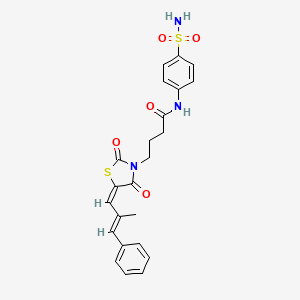 molecular formula C23H23N3O5S2 B3754849 N-[4-(aminosulfonyl)phenyl]-4-[5-(2-methyl-3-phenyl-2-propen-1-ylidene)-2,4-dioxo-1,3-thiazolidin-3-yl]butanamide 