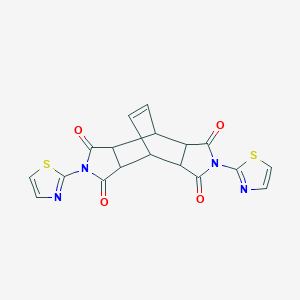 molecular formula C18H12N4O4S2 B375488 2,6-di(thiazol-2-yl)-4,4a,8,8a-tetrahydro-4,8-ethenopyrrolo[3,4-f]isoindole-1,3,5,7(2H,3aH,6H,7aH)-tetraone CAS No. 356522-33-3